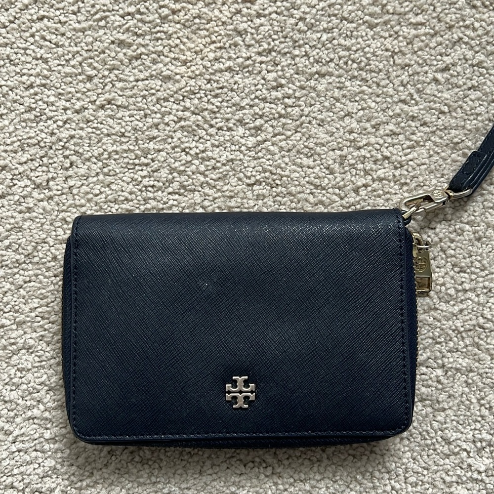 Tory Burch Navy Wristlet